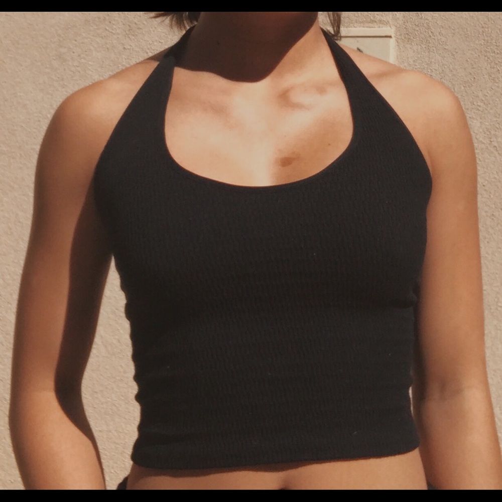 Stretchy black halter tank